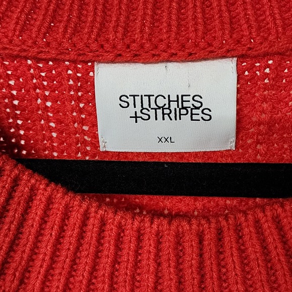 Stitches + Stripes Red Knit Sweater XXL Chevron Long Sleeve‎ Casual Scandi-Style - Picture 5 of 6